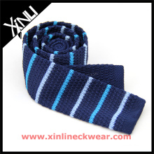 Mens Polyester Knit Tie in Navy Blue Stripes Ties for Gifts